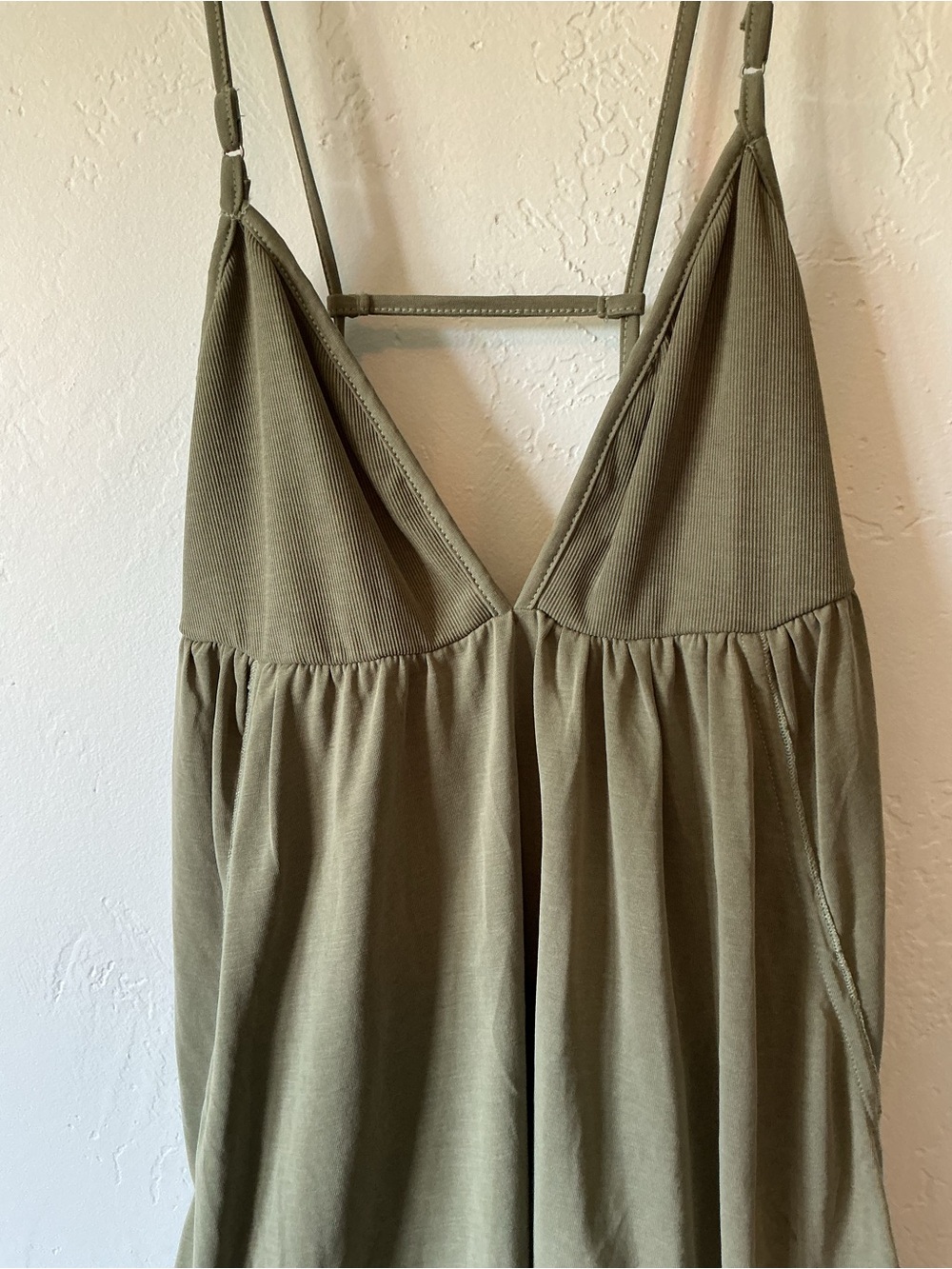 NWT Free People Olive Green Spaghetti Strap Babydoll Strappy Back Top - Picture 3 of 9